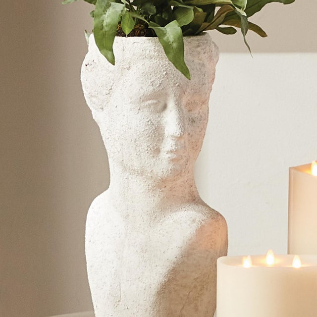Weathered Garden Female Bust Planter For Sale - Image 9 of 12