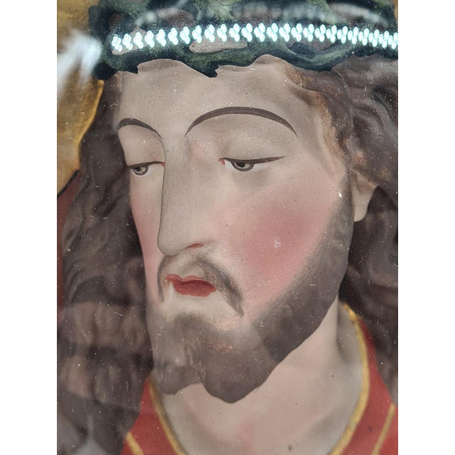 Antique Relief of the Sacred Heart of Jesus Under Domed Glass, 1890s For Sale - Image 11 of 15