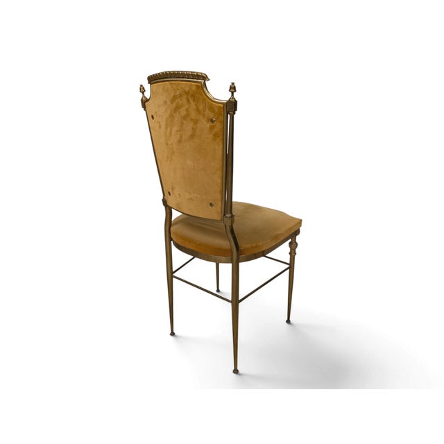 Brass and Mustard Velvet Chairs, 1960s, Set of 6 For Sale - Image 6 of 15
