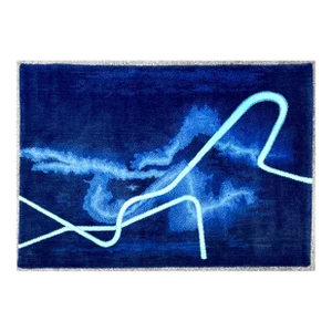 Gun Gordillo, Scandinavian Abstract Wool Tapestry Rug Gun Gordillo Neon Electric Blue Color c.1985