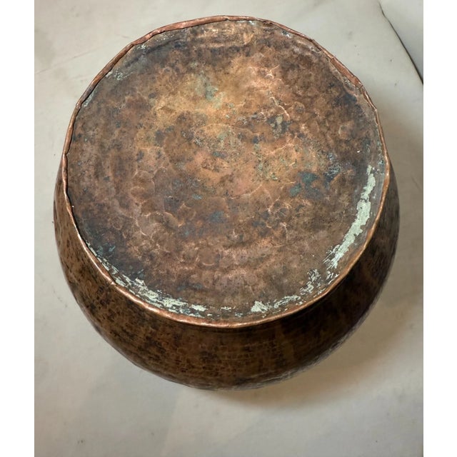 Large Antique Hand Hammered Arts and Crafts Patinated Copper Vase Sculpture Pot For Sale - Image 10 of 10
