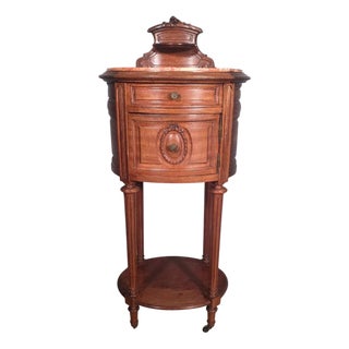Antique French Mahogany Bedside Cabinet with Marble Top, 1910 For Sale