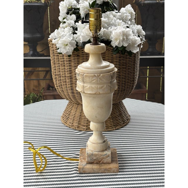Antique Italian Hand Carved Alabaster Table Lamp For Sale - Image 11 of 18