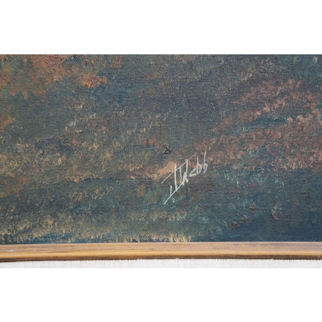 Vintage Realist Woodland Oil Landscape Painting Signed and Framed For Sale - Image 6 of 13