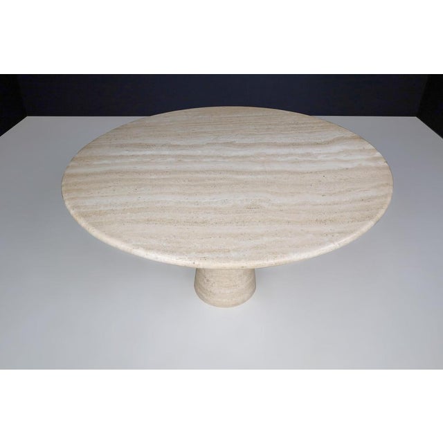 Stone Large Round Travertine Dining or Centre Table, Italy, 1970s For Sale - Image 7 of 18