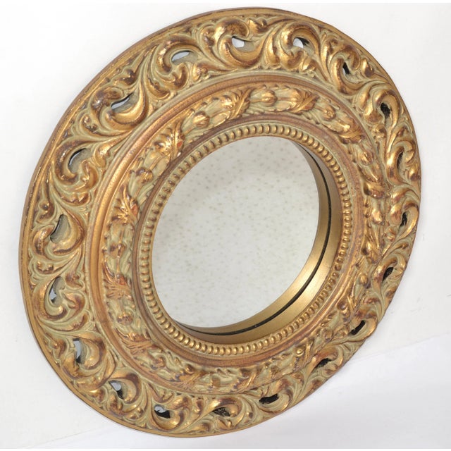 French 1970s Neoclassical Regency Style Hand-Carved Gilt Round Wood Wall Mirror Spain For Sale - Image 3 of 13