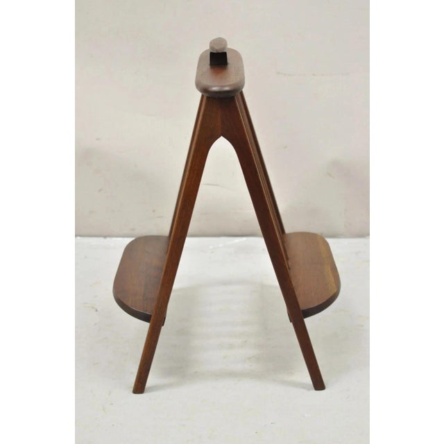 Mid-Century Modern Arthur Umanoff Mid 20th Century Danish Modern Teak Wood Compass Book & Magazine Rack For Sale - Image 3 of 11