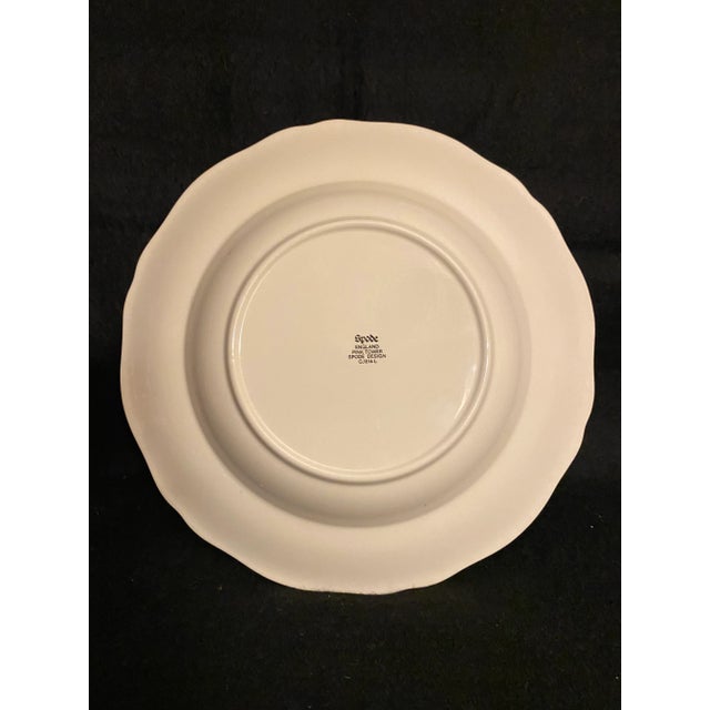 Ivory Final Markdown. Rare Find; Spode “Pink Tower” Design; English Transferware Soup Plates. Set of 4 For Sale - Image 8 of 9