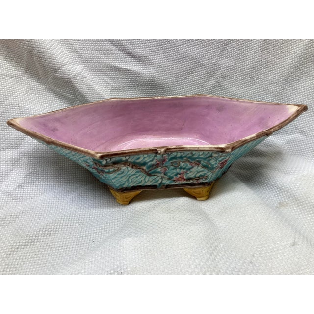 Late 19th Century Antique Late 19th Century English Joseph Holdcraft Majolica Dogwood Basket For Sale - Image 5 of 9