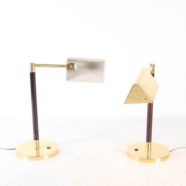 1980s Mid-Century Brass and Wood Lamp, 1980s For Sale - Image 5 of 11
