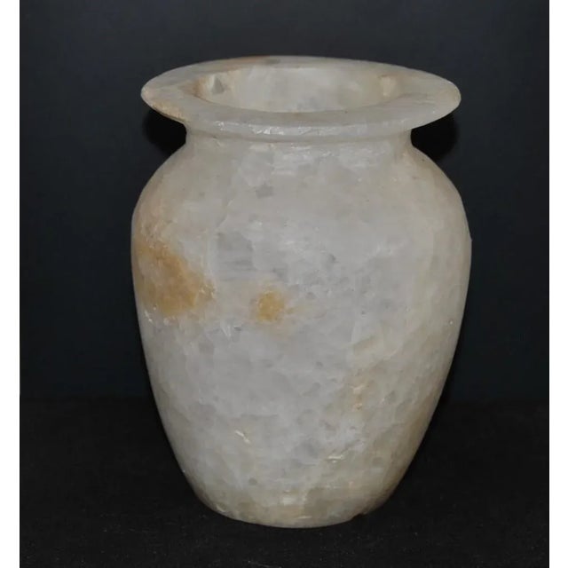 Art Deco 1910's Egyptian or Phoenician Style Pure Alabaster Vase Jar For Sale - Image 3 of 11