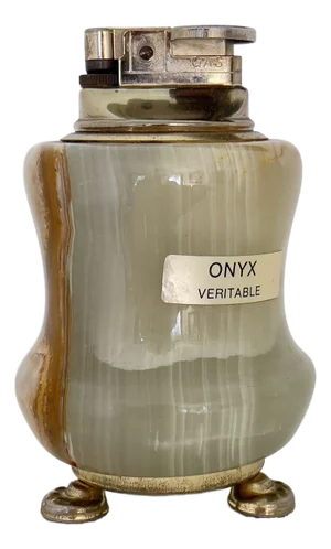 Italian Green Onyx Table Lighter, 1970s