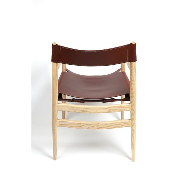 Dining Room Chair in Ash With the Sling Leather Seat. Designed and Crafted by Val Khvan For Sale In New York - Image 6 of 10