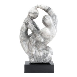 Modernist Embracing Couple Marble Sculpture For Sale