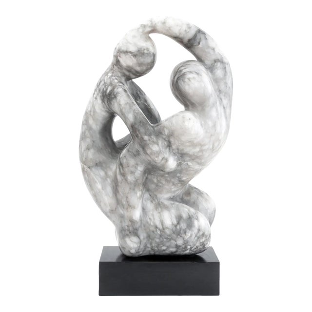 Modernist Embracing Couple Marble Sculpture For Sale