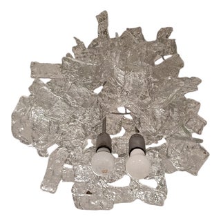 Vintage Three-Light Glass Chandelier, 1960 For Sale