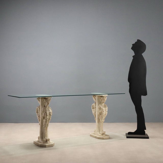 Italian Neoclassical Console Table in Glass and Plaster For Sale - Image 3 of 11