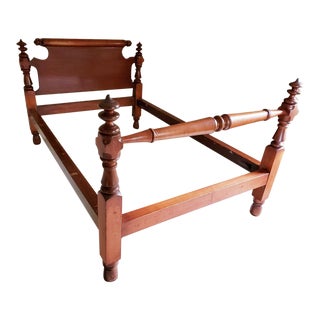 Antique Boston Three Quarter Rope Full Bed With Rolling Pin Headboard For Sale