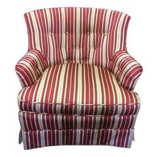 Vintage Accent Chair, Library Chair, Striped Chair, Reading Chair For Sale