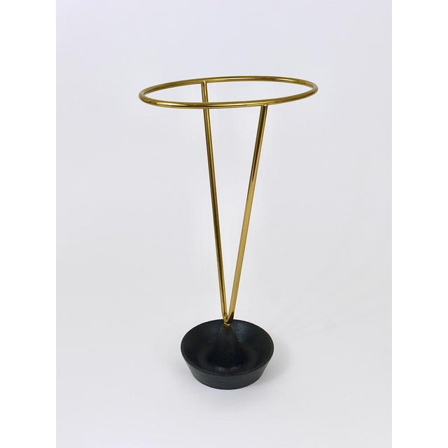 Mid-Century Brass and Cast Iron Umbrella Stand in the style of Carl Auböck, Austria, 1950s For Sale - Image 3 of 17