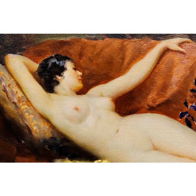 1920s Joseph Tomanek- Nude Model in the Artist Studio-1920/30s Oil Painting For Sale - Image 5 of 12
