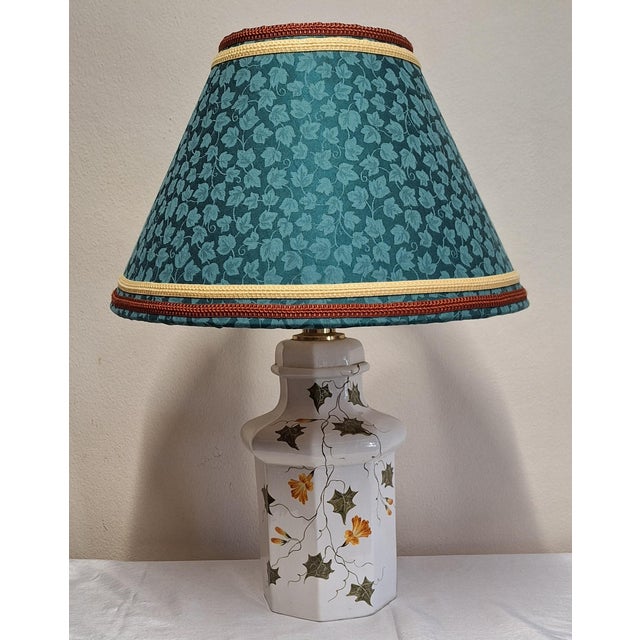 Vintage Italian Table Lamp with White Ceramic Base from Lamplove, 1970s, in Very Good conditions. Designed 1970 to 1979...