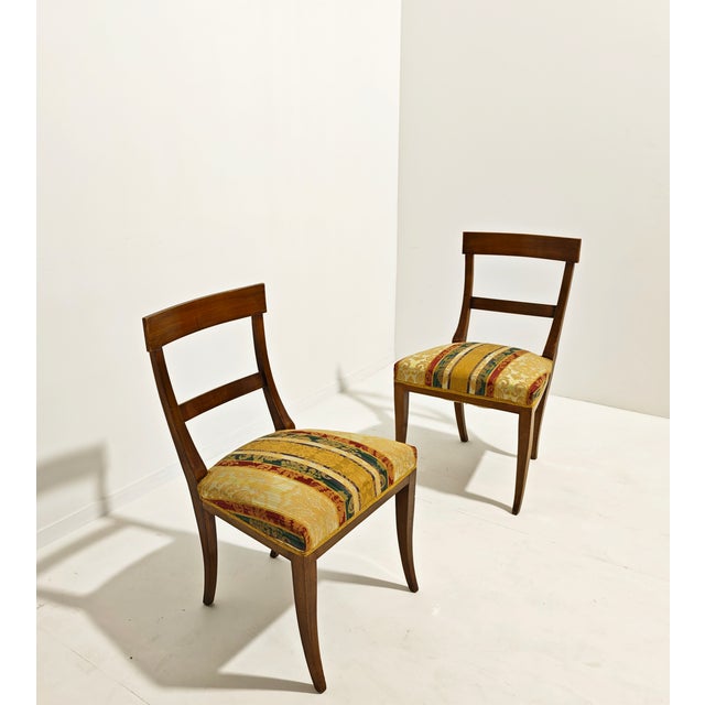 Wooden and Damask Fabric Chairs, 1930s, Set of 6 For Sale - Image 11 of 16