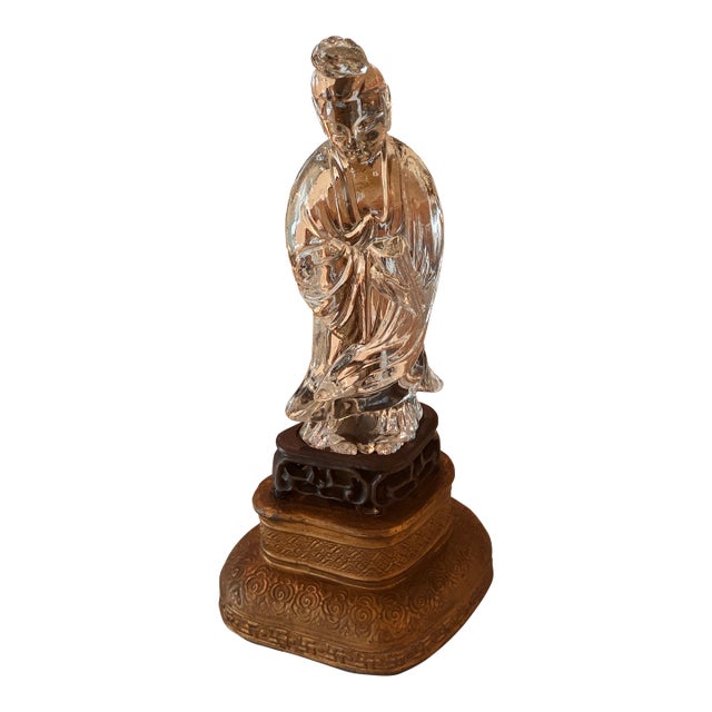 1900s Early Crystal Glass Guanyin Lamp For Sale