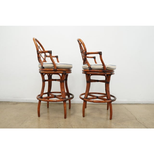 Vintage Faux Bamboo Swivel Bar Stools (Set of 4) For Sale - Image 11 of 18