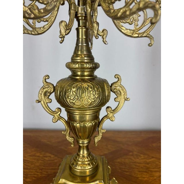 Vintage French Brass Ornate Decorative Candleholders, Set of 2 For Sale - Image 5 of 13