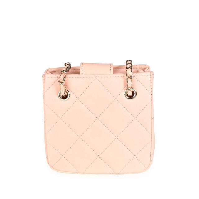 Contemporary Pink Quilted Lambskin Tiny Shopping Bag For Sale - Image 3 of 8