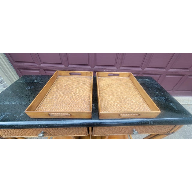 1970's Vintage Bamboo and Rattan Bar Console Table For Sale - Image 14 of 18