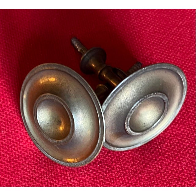 Antique Early 19th Century American Federal Neoclassical Brass Mirror Supports or Drapery Curtain Tie Backs 1810 - 1820 - A Pair For Sale - Image 4 of 12