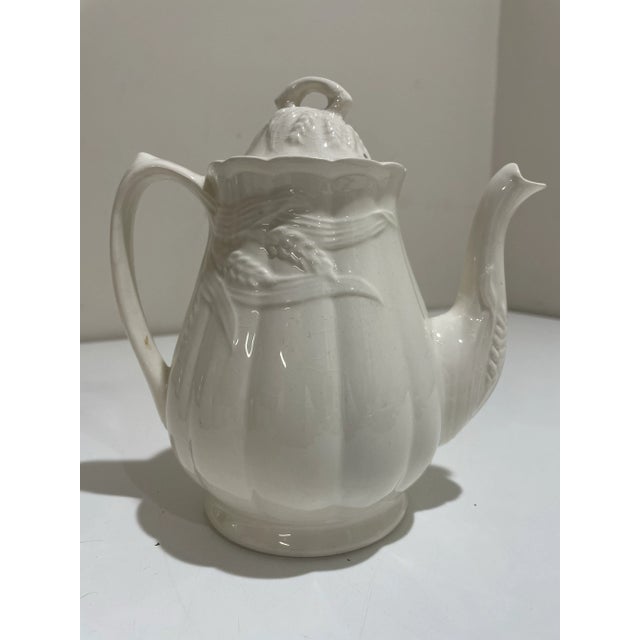 American Vintage English Ironstone Coffee Pot - Royal Crownford - Wheat Pattern For Sale - Image 3 of 8