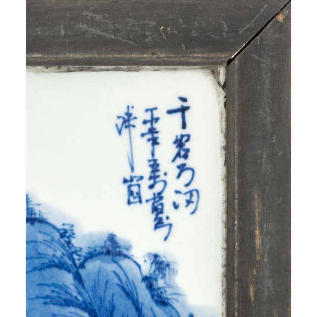 Wood Chinese Blue and White Porcelain Plaques, 3 For Sale - Image 7 of 11
