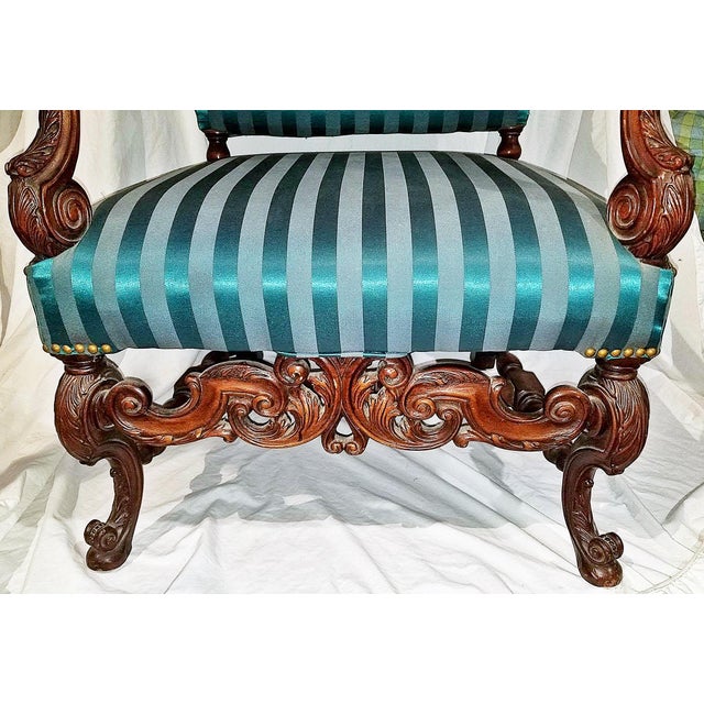 Wood Victorian Style 1920s Carved Lionhead Throne Chair For Sale - Image 7 of 12