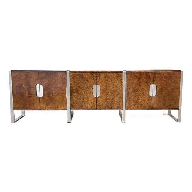 8.5 Foot Burlwood Credenza by Leon Rosen for Pace Circa 1970s For Sale