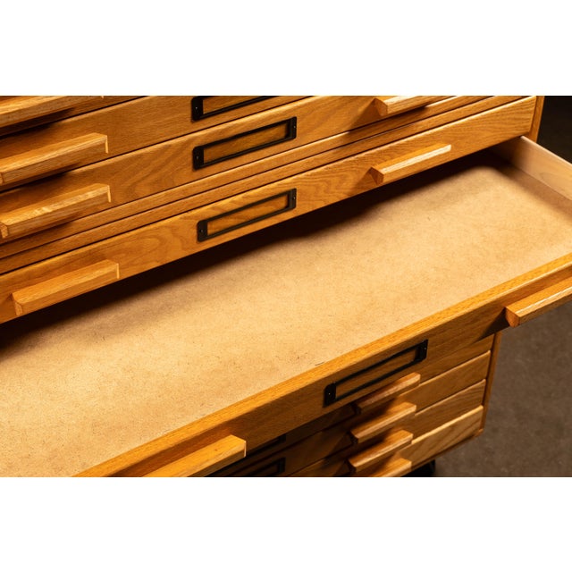 1960s Vintage Three Section Oak Flat File Chairish