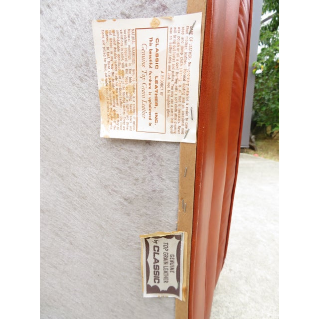 Vintage Genuine Leather 2 Seater Sofa Loveseat W/ Footstool Ottoman Bench ~ MCM For Sale - Image 14 of 15