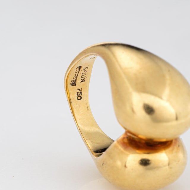 Metal Scarce Cartier Spain 70s Sculptural Dome Ring Vintage Sz 5 18k Yellow Gold For Sale - Image 7 of 7