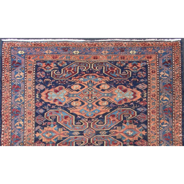 Early 20th Century Antique Caucasian Sumac Rug in Varying Colors of Orange and Blue For Sale - Image 10 of 12