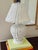 Vintage White Wicker Lamp and Lamp Shade For Sale - Image 4 of 8