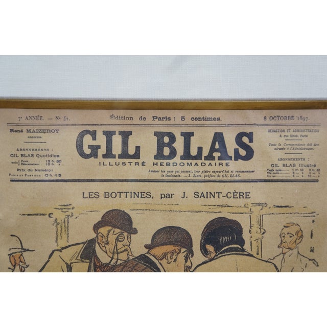 Antique Gil Blas French Belle Époque Newspaper Advertising Framed Steinlen 23" - Set of 4 For Sale - Image 13 of 18