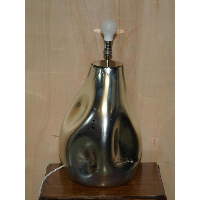 Large Vintage Sculptural Table Lamp in Foxed Mirrored Glass For Sale - Image 11 of 18