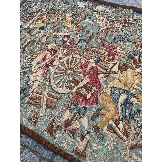 Medieval Style Aubusson Jacquard Tapestry with Les Boucherons Motif, 1960s For Sale - Image 11 of 18