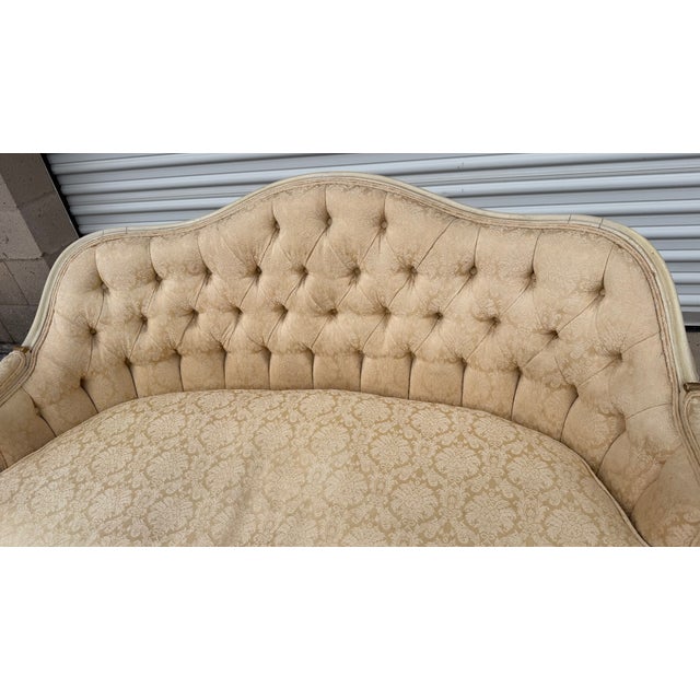 A Nice Vintage French Canapé Style Paint Decorated Love Seat, Circa 1950’s For Sale - Image 10 of 18