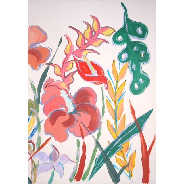 2026, Tropical Garden, Lush Flowers Large Triptych, Acrylic Paint on Watercolor Paper by Romina Milano For Sale - Image 4 of 11