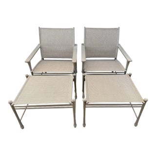 Giati Designs Aprio Collection Outdoor Chairs + Ottomans, Set of Four For Sale