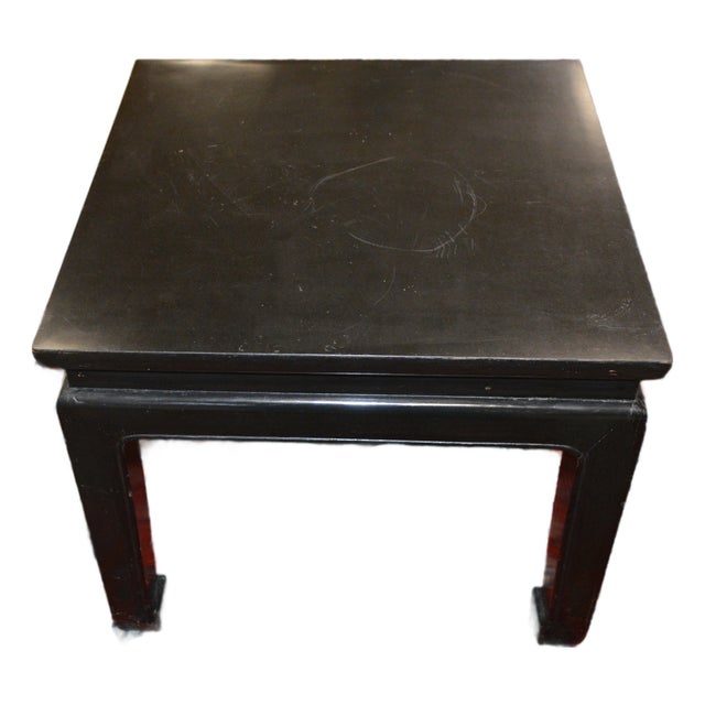 Vintage Bill Meyer Lamps Asian / Chinese Square Low Wood / Black Lacquer Table For Sale