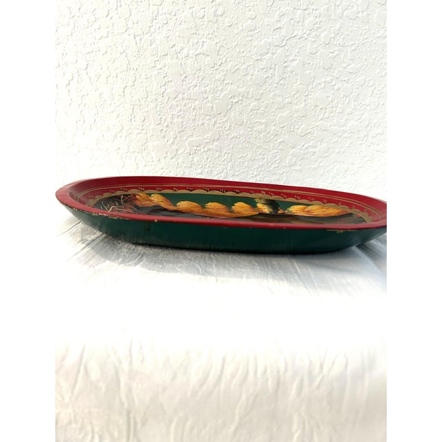 Folk Art VIntage "Palin" Hand-Painted Shallow Wood Bowl For Sale - Image 3 of 6